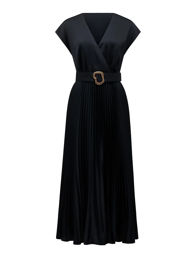 Catherine Satin Pleated Midi Dress