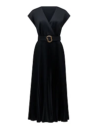 Catherine Satin Pleated Midi Dress