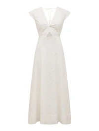 Levi Broderie Twist Front Midi