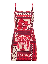 Sasha Strappy Printed Linen Mini Dress