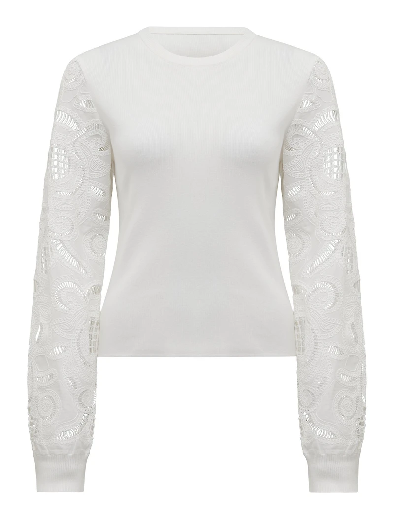 Charlie Woven Sleeve Knit Top