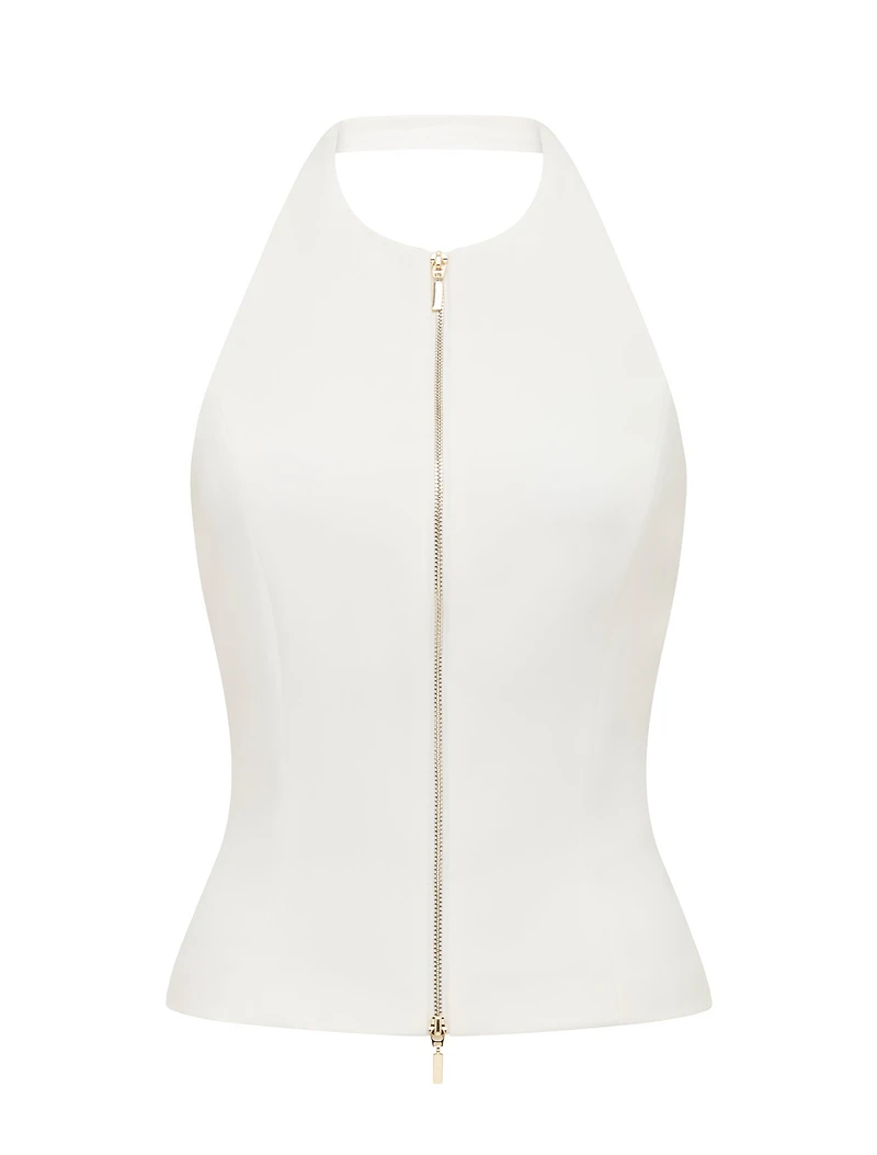 Paris Zip-Front Halter Top