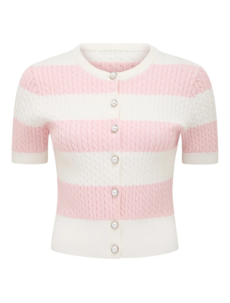 Annika Striped Cable-Knit Top