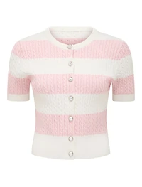 Annika Striped Cable-Knit Top