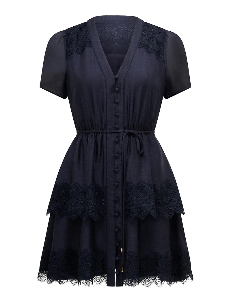 Emmy Petite Lace Trim Mini Dress