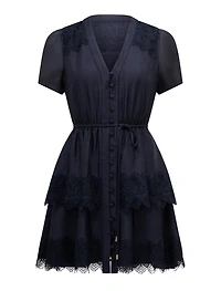 Emmy Petite Lace Trim Mini Dress