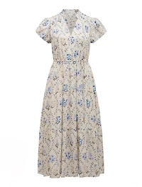 Jacqueline Petite Puff-Sleeve Midi Dress