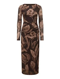 Alannah Mesh Long Sleeve Midi Dress