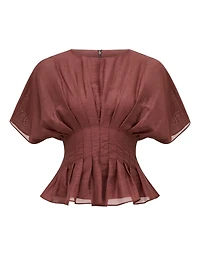 Olive Pleated Top