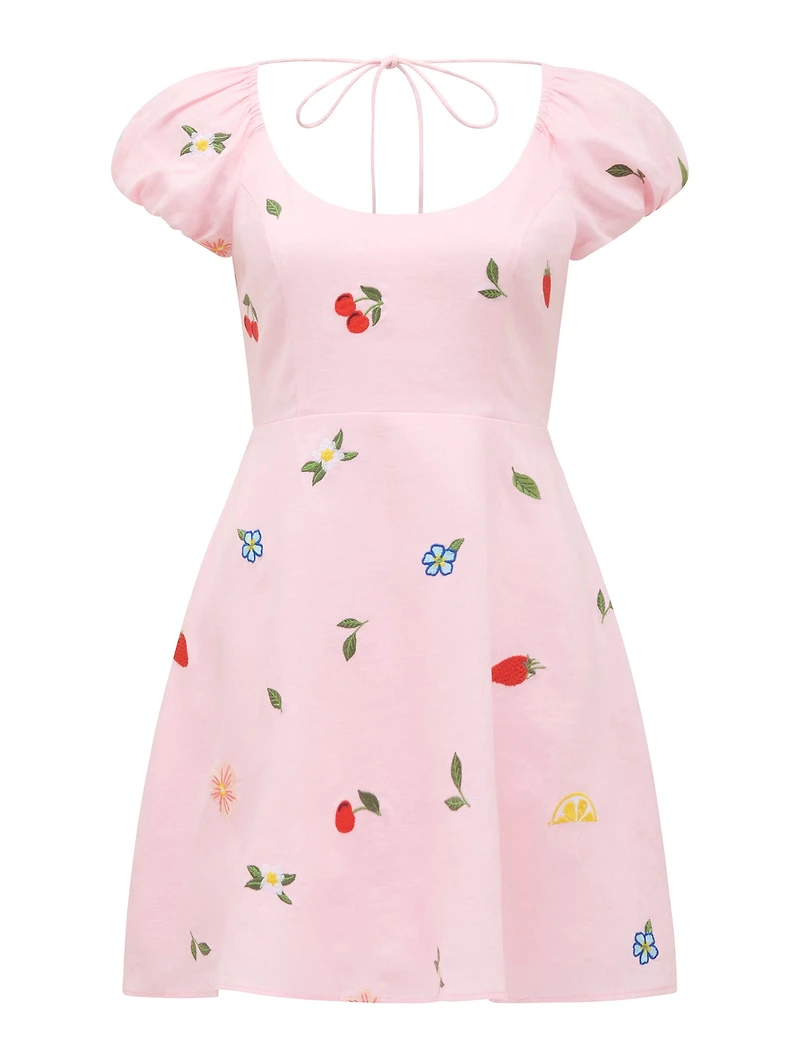 Clara Embroidered Linen Mini