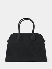 Lacey Faux Suede Bowler Bag