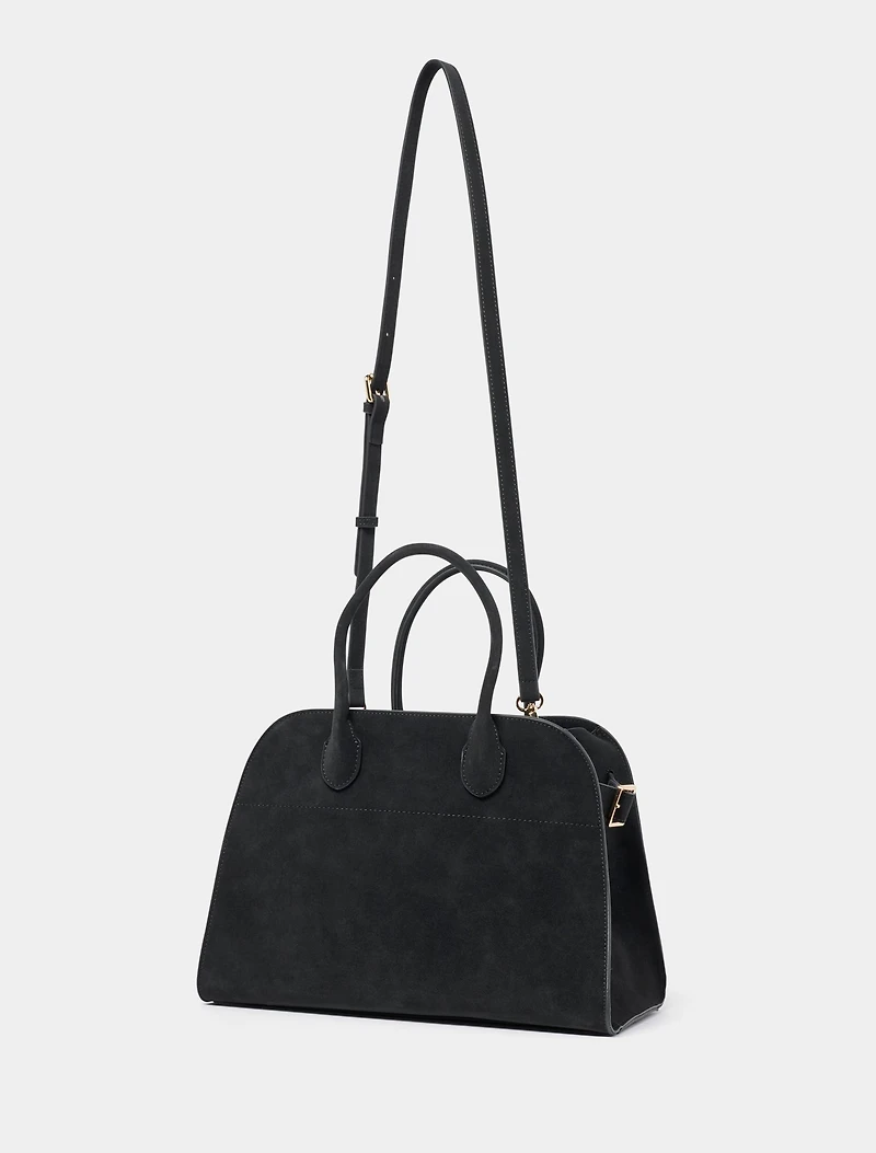 Lacey Faux Suede Bowler Bag