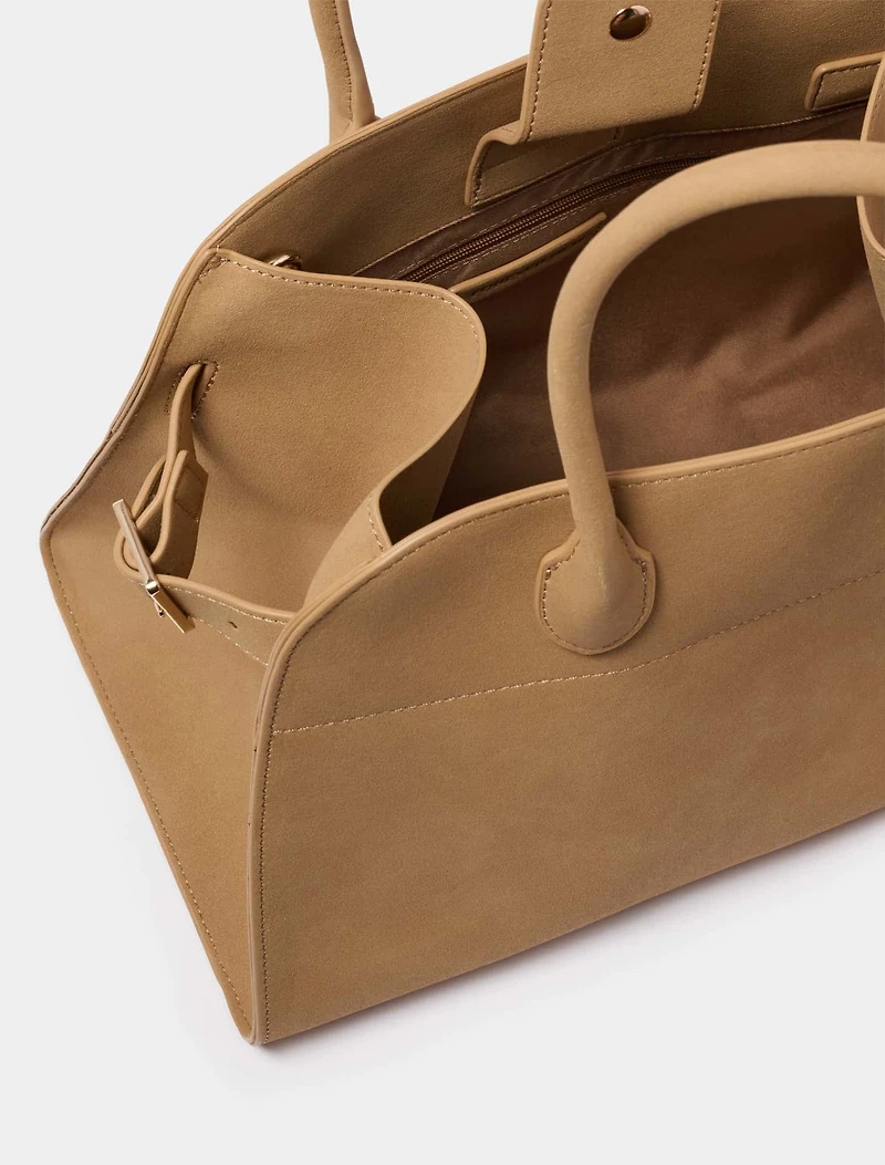 Lacey Faux Suede Bowler Bag