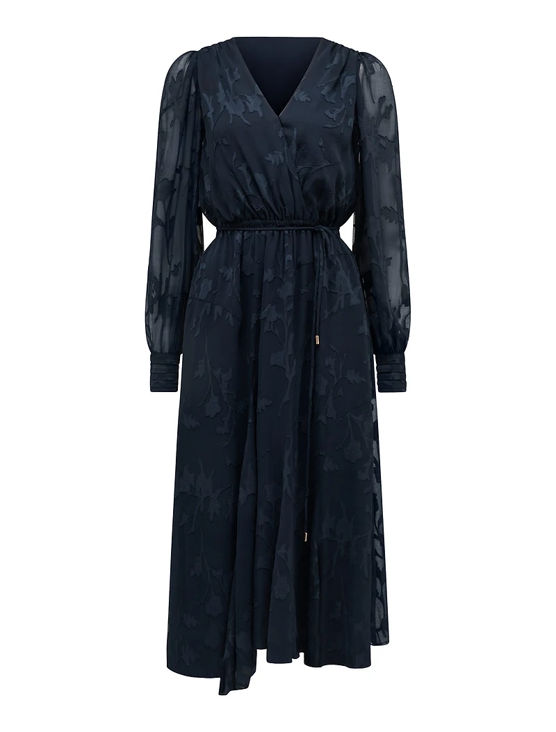 Solange Long-Sleeve Burnout Midi Dress