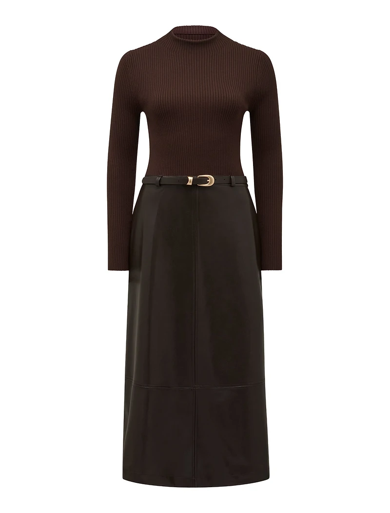 Brooklyn PU A Line Midi Dress