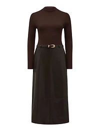 Brooklyn PU A Line Midi Dress