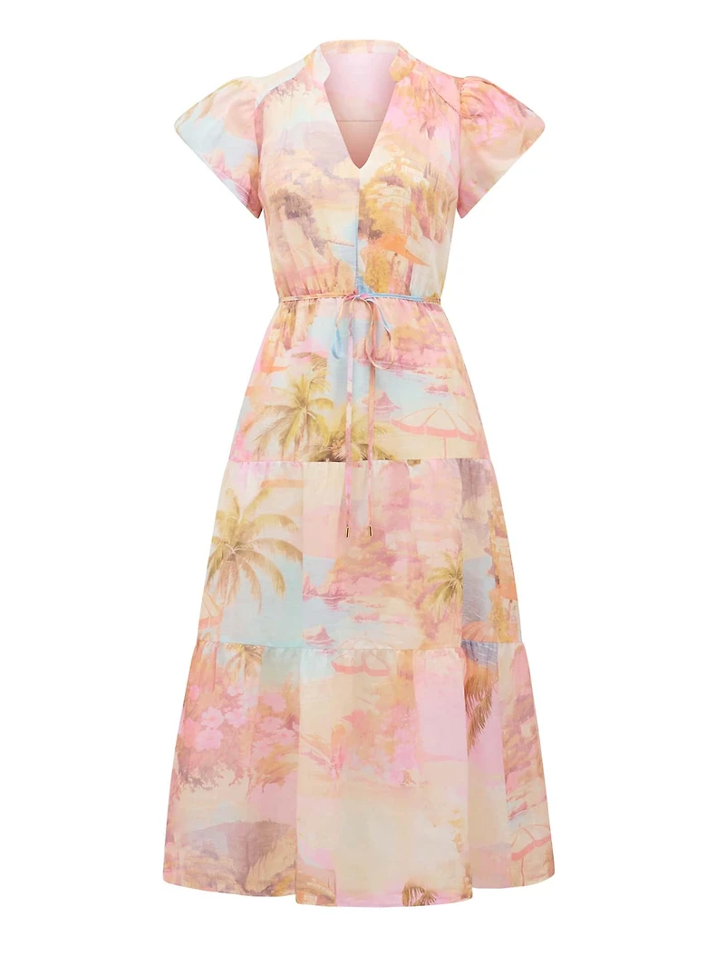 Jacqueline Puff Sleeve Tiered Midi