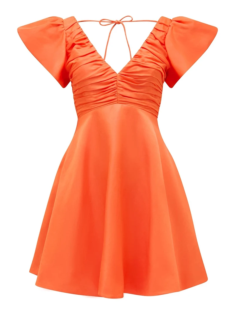 June Petite Ruched V Neck Mini