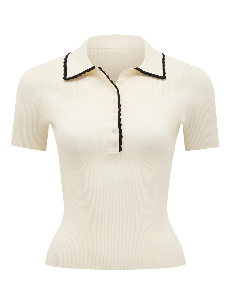 Reagan Contrast Trim Polo Top