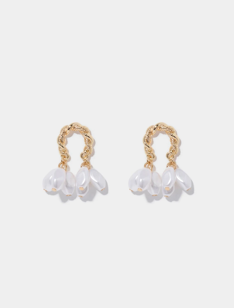 Parker Pearl & Metal Hoop Earrings