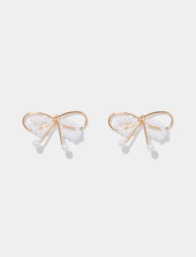 Sage Bow & Metal Earrings
