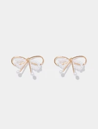 Sage Bow & Metal Earrings