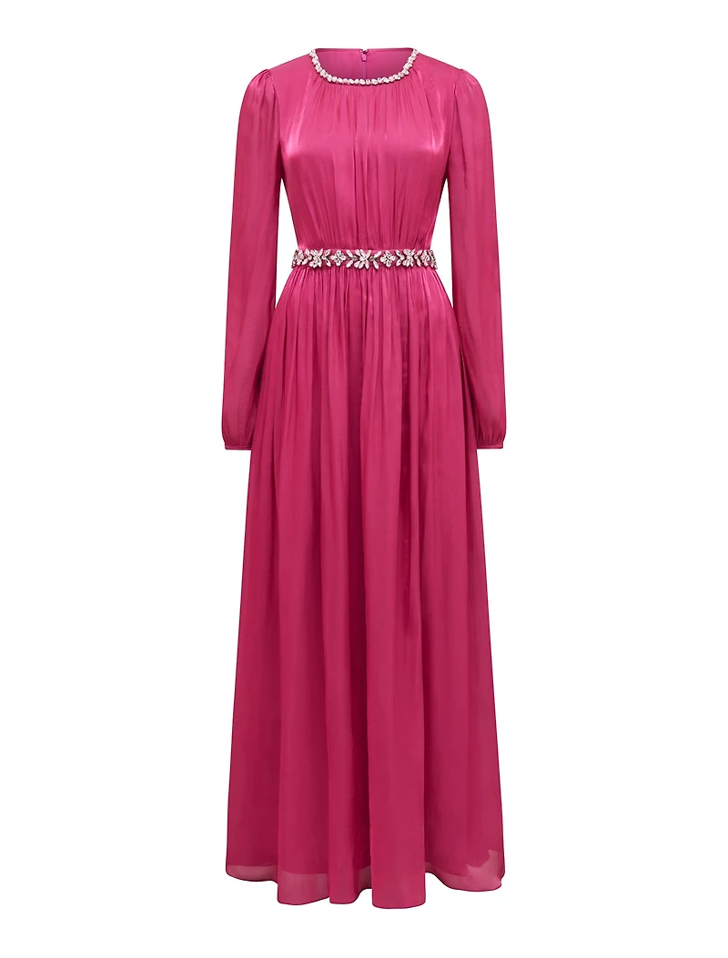 Elvia Metallic Belted Maxi