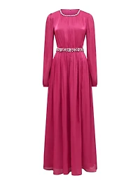 Elvia Metallic Belted Maxi