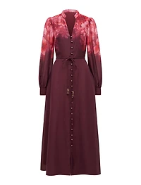 Camilla Long-Sleeve Printed Midi Dress