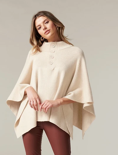 Jade Button Collar Poncho
