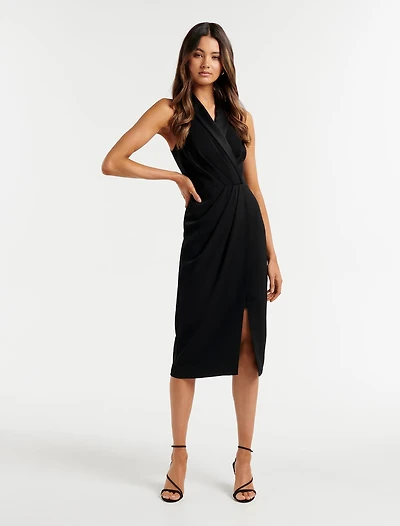 Natalia Petite Tux Midi Dress