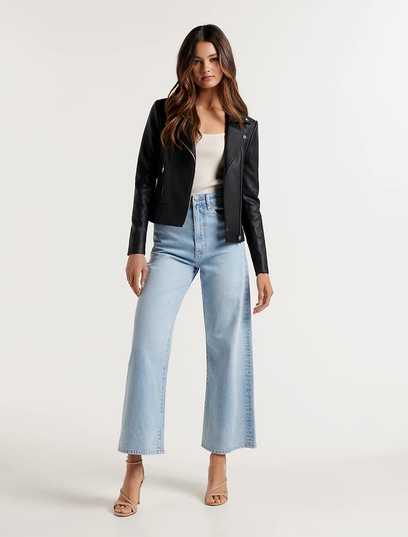 Skye Petite PU Biker Jacket