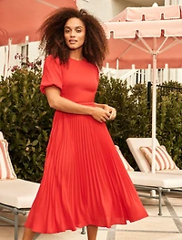Charlotte Puff Sleeve Pleated Midi