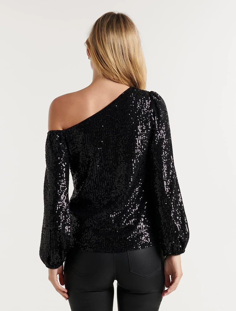 Lana Sequin Tipped Shoulder Blouse