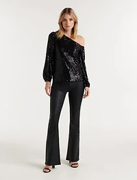 Lana Sequin Tipped Shoulder Blouse
