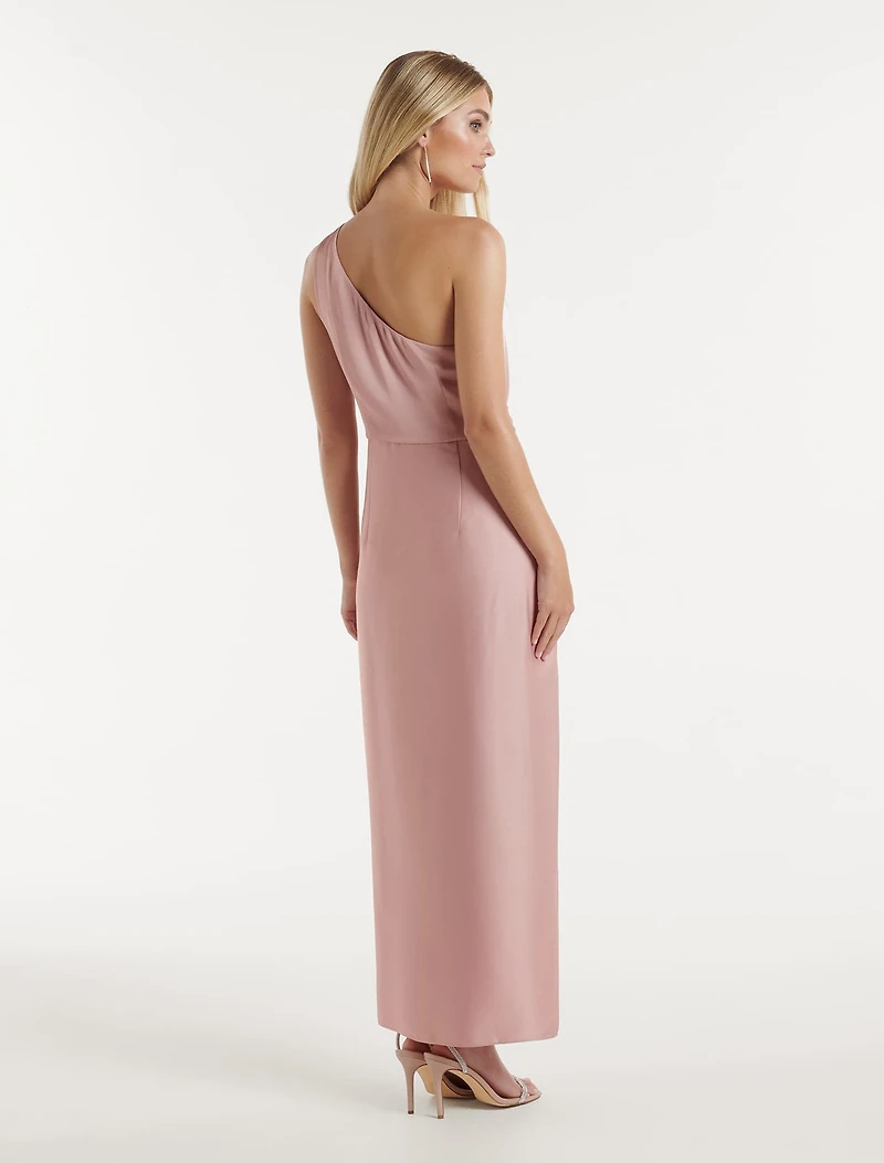 Melissa One Shoulder Satin Dress