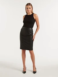 Carla Vegan Leather Midi Skirt