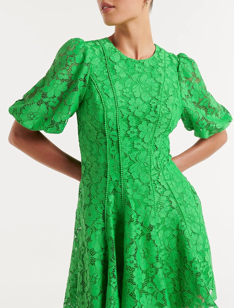 Milly Lace-Trim Mini Dress