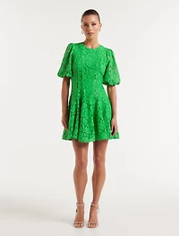 Milly Lace-Trim Mini Dress