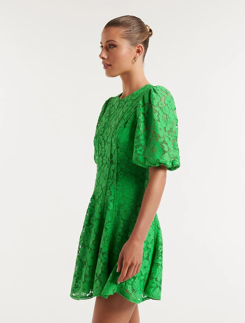Milly Lace-Trim Mini Dress