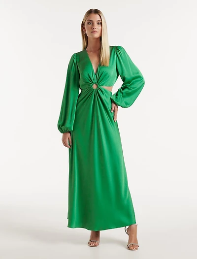 Giselle Cut Out Satin Midi Dress