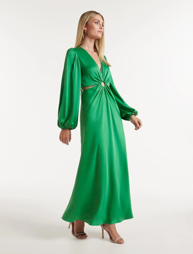 Giselle Cut Out Satin Midi Dress