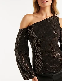 Maddy Metallic Tipped Shoulder Top