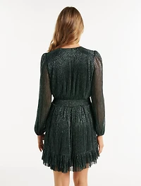 Goldie Long Sleeve Plisse Mini Dress