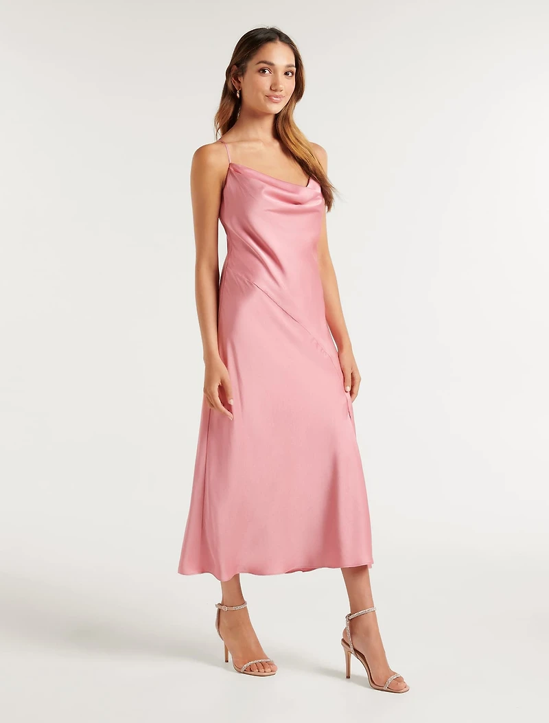 Opal Petite Bias Cowl Satin Midi