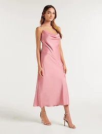 Opal Petite Bias Cowl Satin Midi