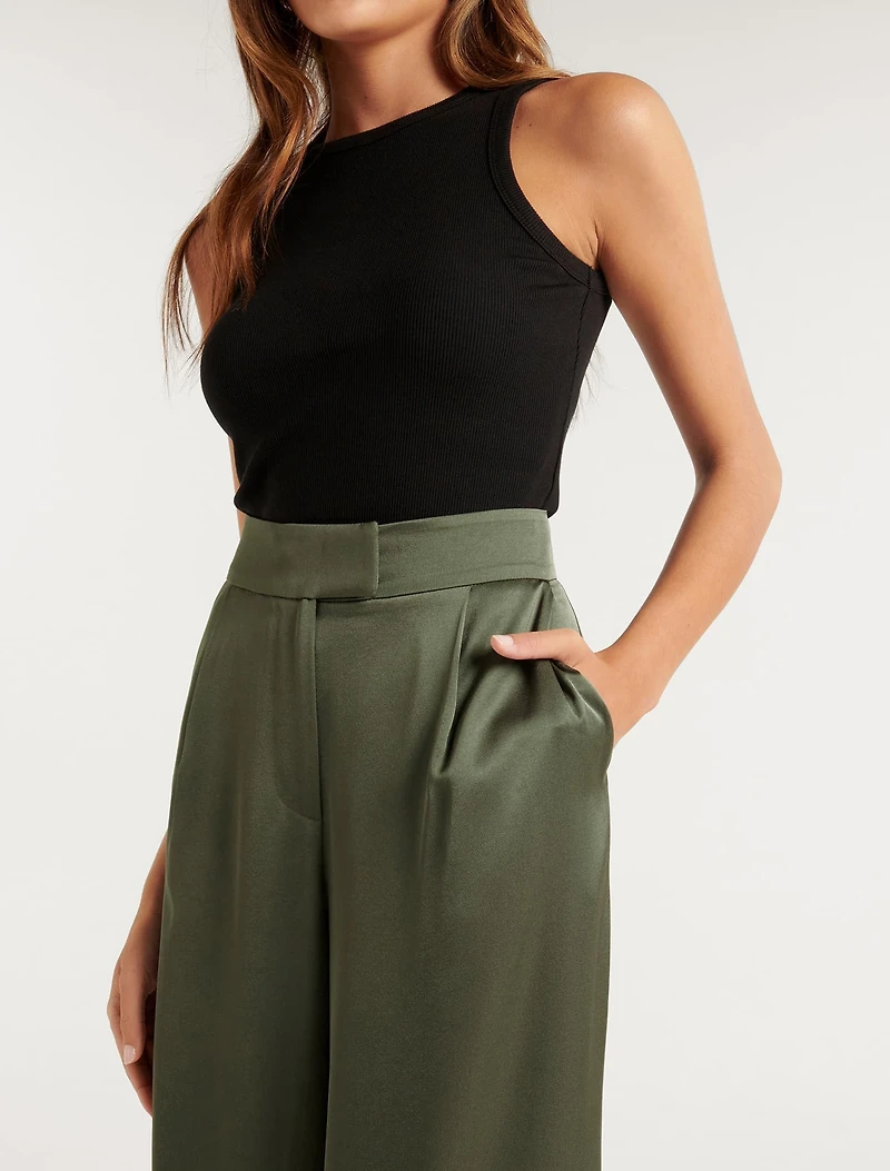 Alora Petite Satin Wide Leg Pants