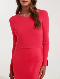 Alicia Petite Satin Bias Knit Dress