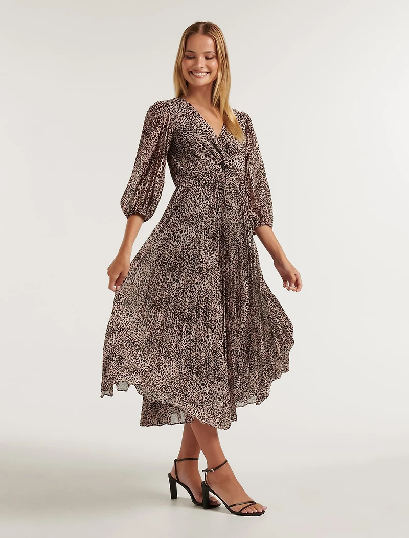Viviana Twist Front Pleated Midi