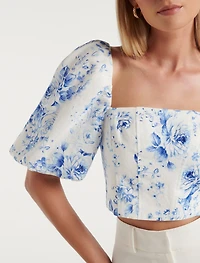 Briar Puff-Sleeve Linen Top